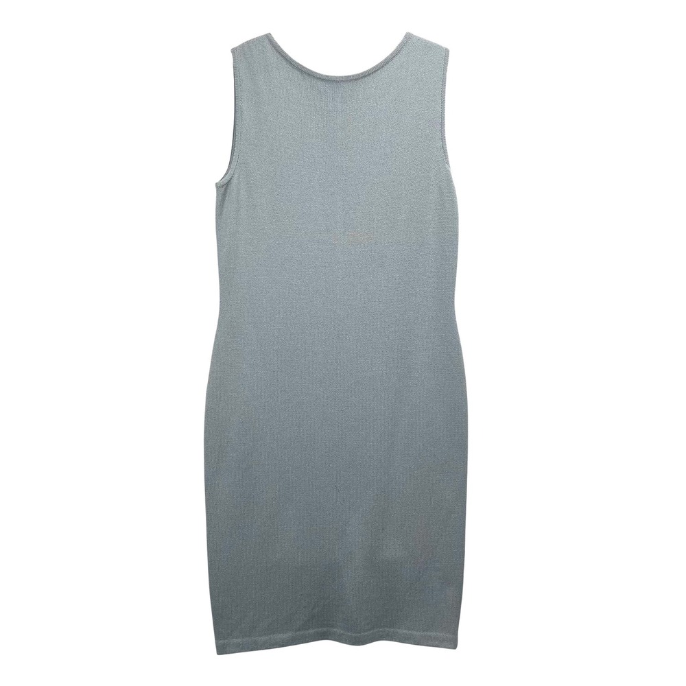 St. John Santana wool knit‎ sleeveless sheath midi dress Size 10 dusty grey blue